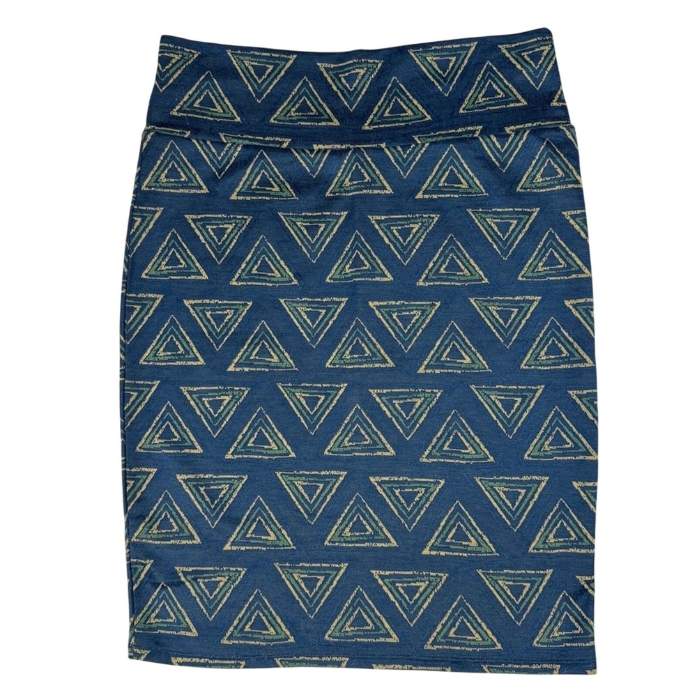 LuLaRoe Blue & Green Geometric Triangle Print Cassie‎ Skirt Large